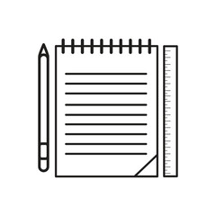 notebook with pen and ruler editable icon