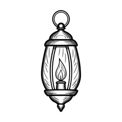 Create a vector illustration of an editable-stroke lantern emitting a flickering light effect.  The design should be clean and easily scalable.