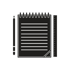 notebook with pencil and ruler editable icon