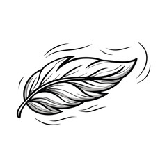 Obraz premium Create a vector illustration of a single leaf, elegantly blowing in the wind, with editable strokes for easy customization. High resolution, clean lines.