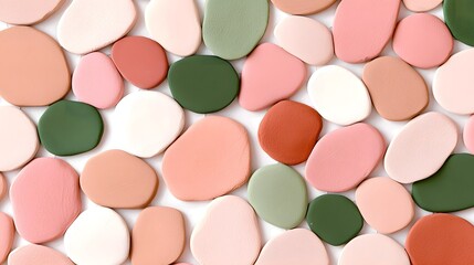 Fototapeta premium Colorful Smooth Pebbles Arrangement on Soft Background Surface