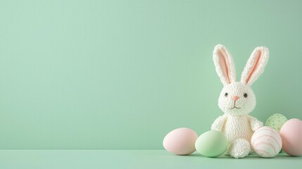 Obraz premium Plush Bunny with Easter Eggs Holiday Celebration Display