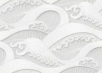 Stylish and modern minimalist seamless white wave texture pattern background with monochromatic color scheme. Abstract White Wave Forms background