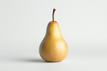 Single ripe yellow pear isolated on white background.