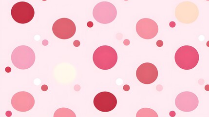 Colorful Polka Dots Pattern in Shades of Pink and Red on Light Background