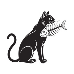 silhouette vector illustration of cat on a white background