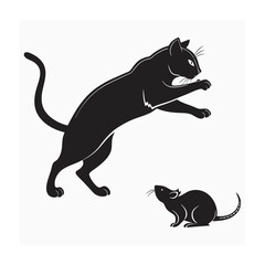 silhouette vector illustration of cat on a white background