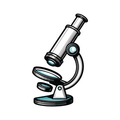 Create a high-resolution editable stroke vector graphic of a microscope meticulously examining a specimen.  Focus on detailed, clean lines.