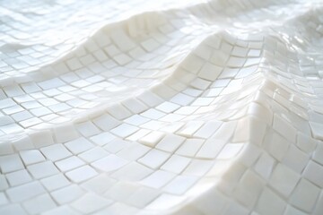 Abstract white square tile texture background with wave pattern.