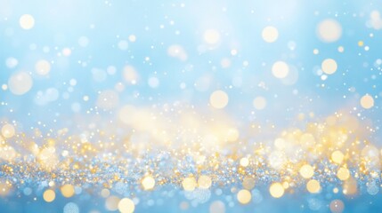 Obraz premium Abstract blue and gold glitter bokeh background.