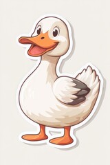 Obraz premium This delightful illustration of a cartoon duck, standing proudly, radiates joy and playfulness, making it ideal for kids-oriented content or branding.