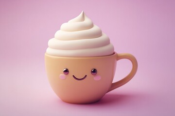 Cute cartoon coffee cup with whipped cream. (16)