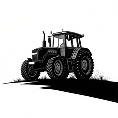Obraz premium Illustration of tractor on wheat field with empty space for text