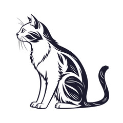 silhouette vector illustration of cat on a white background