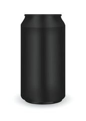 Aluminum beer, energy drink or soda pack mock up. Blank cylinder metal jar with pull ring on lid,  canister for cold drink isolated on white background, Realistic 3d vector mockup.