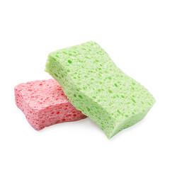 Soft sponges isolated on white. Cleaning tool
