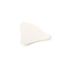 One piece of broken eggshell isolated on white, above view