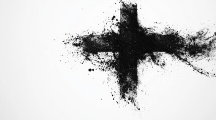 Fototapeta premium Black dust cross on white background