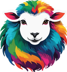 Sheep head Illustration vector design, Sheep logo and icon Design, Dairy Sheep animal 
