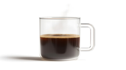 Steamy Americano Coffee in Clear Glass Mug with Soft Focus and Gentle Steam Rising