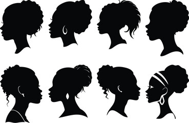 silhouettes of  afro curly hair women