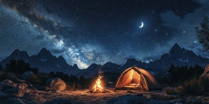 Camping Under the Milky Way: A Night in the Majestic Mountains