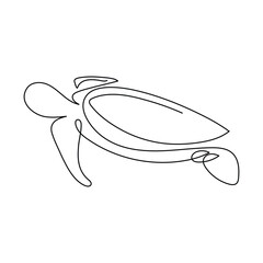 Continuous one line drawing of turtle. Simple illustration of tortoise line art illustration