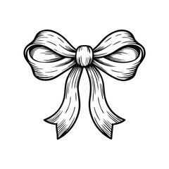 Create a highly detailed, editable stroke vector graphic of a beautifully tied ribbon bow.  Include variations in shading and texture for realism.