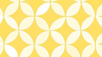 Abstract Yellow Pattern With White Floral Shapes
