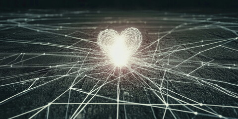 Image of information flows, data processing. Virtual space. AI