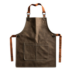 Durable Brown Canvas Apron with Orange Straps and Pockets Cooking Restaurant Workwear