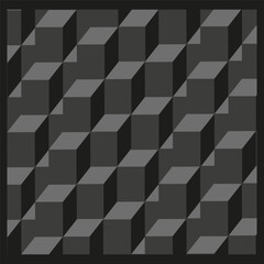 Optical illusion pattern. Abstract cube structure. Black and gray design. Geometric 3D effect. EPS 10.