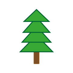 Pine tree icon. Minimal Christmas shape. Green triangular tree. Nature symbol vector. EPS 10.