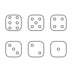 Dice icons set. Simple outline dice. Random number shapes. Vector illustration. EPS 10.