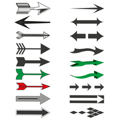 Fototapeta premium Arrow icons set. Multiple arrow shapes. Black green red design. Directional vector symbols. EPS 10.