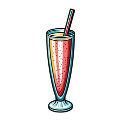 Create a clean, editable vector illustration of a smoothie glass, showcasing a realistic texture and highlighting the drink inside. Include a numbered element (1) for easy editing.