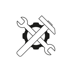 Tools icon symbol. Hammer and wrench. Maintenance vector emblem. Simple industrial shape. EPS 10.