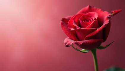 Fototapeta premium Single red rose, heart-shaped, pierced by arrow , illustration, element