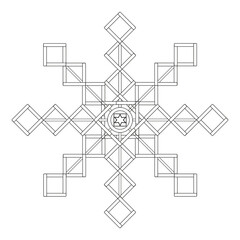 Symmetrical snowflake vector. Abstract geometric shape. Winter theme illustration. Line art design. EPS 10.