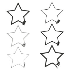 Star frame collection. Broken star border. Arrow impact decoration. Vector abstract elements. EPS 10.