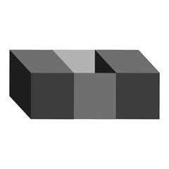 Cubic block structure. Isometric gray shapes. Bold geometric perspective. Minimal 3D layout. EPS 10.