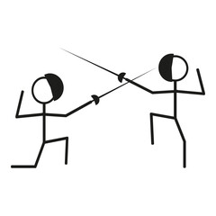 Stick figure fencers. Dueling with swords, EPS 10.