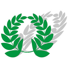 Green laurel wreath. Award winner icon. Victory circle shape. Success symbol. EPS 10.