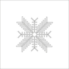 Geometric snowflake icon. Frosty winter shape. Symmetrical crystal outline. Decorative icy symbol. EPS 10.
