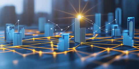 Image of information flows, data processing. Virtual space. AI