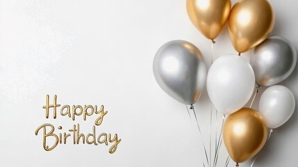 Joyful birthday celebration with elegant balloons minimalist decor festive atmosphere artistic viewpoint