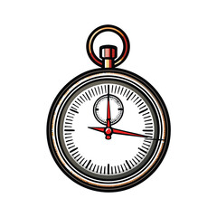 Create a clean, editable vector illustration of a stopwatch showing a minute, with clearly defined strokes for easy manipulation.  Include realistic details.