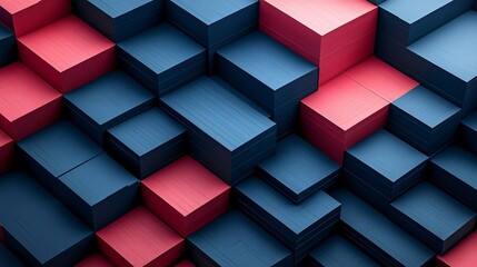 Abstract red blue cube pattern background design