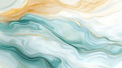 Obraz premium Abstract teal and gold fluid art, swirls, background design