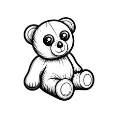 Create a high-resolution, editable stroke vector graphic of a cute teddy bear sitting, ideal for children's illustrations or design projects.